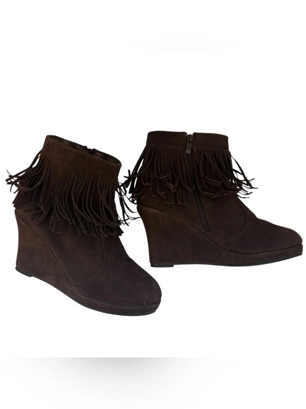 Y2k Fringe Wedge Ankle Boot Brown